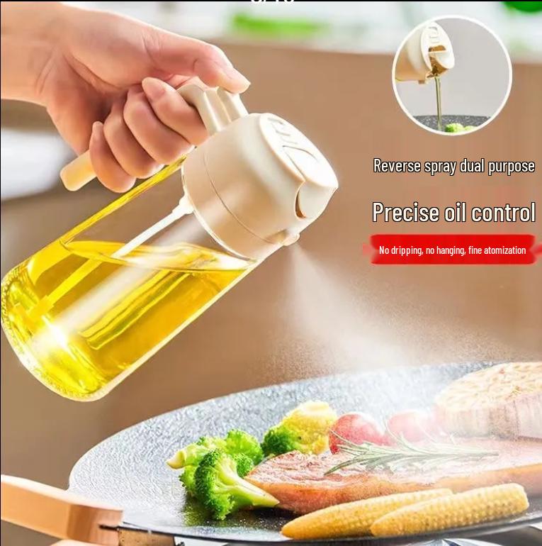 Dual-Use Glass Oil Sprayer and Pour Bottle for Kitchen Seasoning
