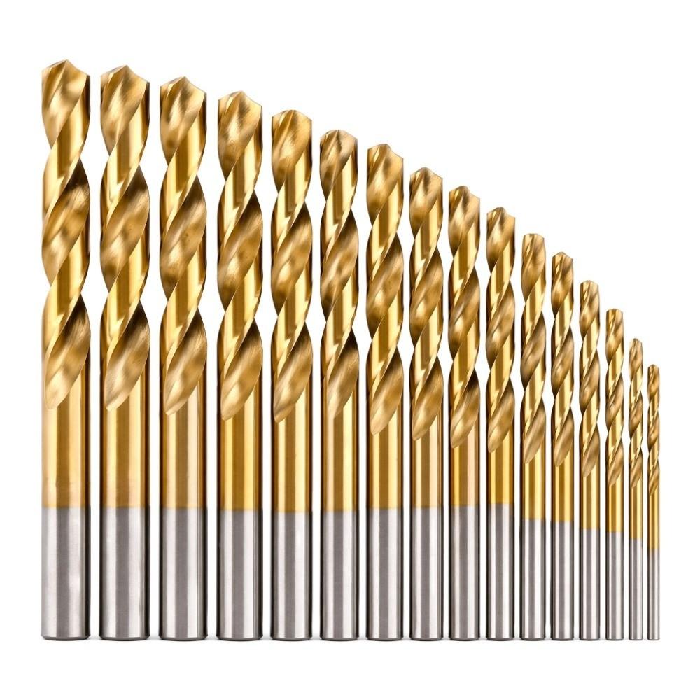 19pcs Roll-Forged Twist Drill Bit Set Anti-Rust Gold Finish Metric Drill Bit Set For Wood