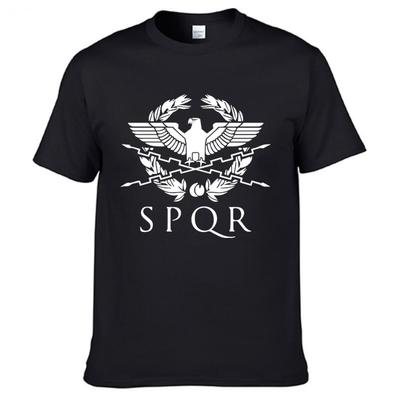Летняя футболка SPQR Римская Империя Гладиатор Золотой Орел Мужская Повседневная Футболка с Коротким Рукавом и Круглым Вырезом Футболка Топ Харадзюку 100% хлопок