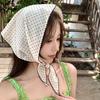 Sweet Polka Dot Triangle Headscarf Women Striped Lace Neck Scarf Headband Korean Pastoral Headwrap Summer Sunscreen Hair Scarf
