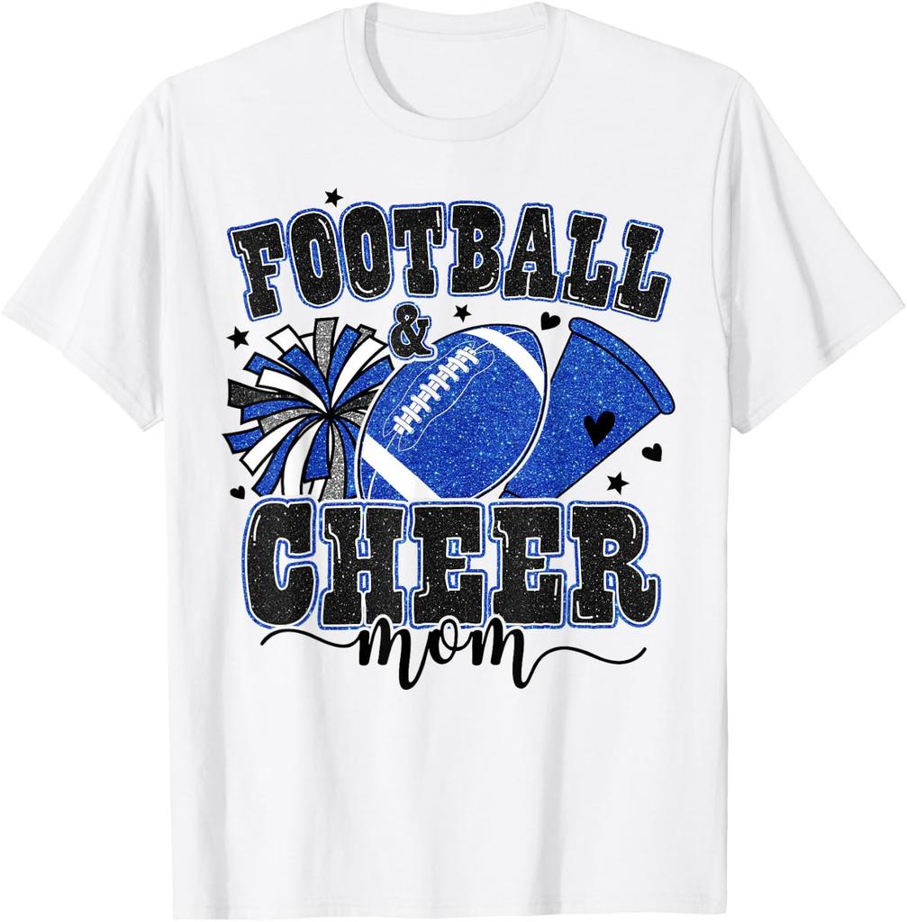 Football & Cheer Mom Mama of Both Cheerleader Blue Unisex T-Shirt