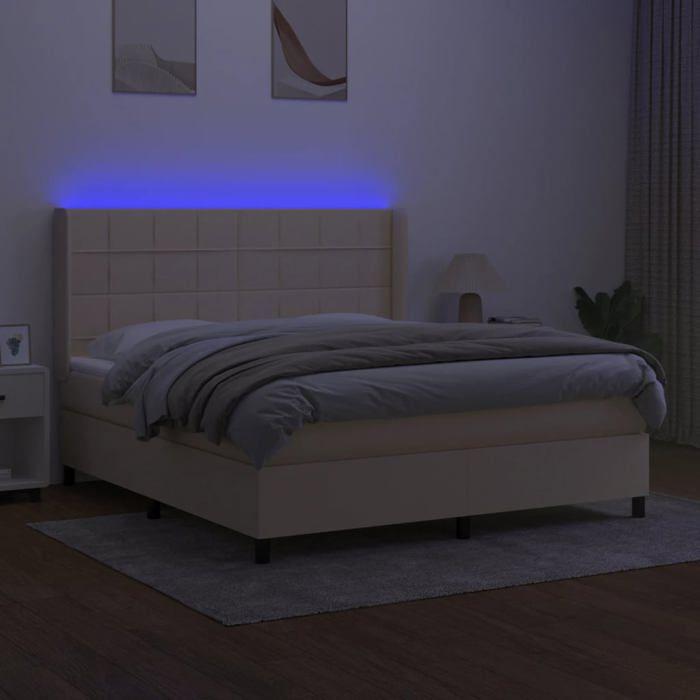 Maison Exclusive - Sommier à lattes de lit matelas et LED Crème 160x200 cm Tissu