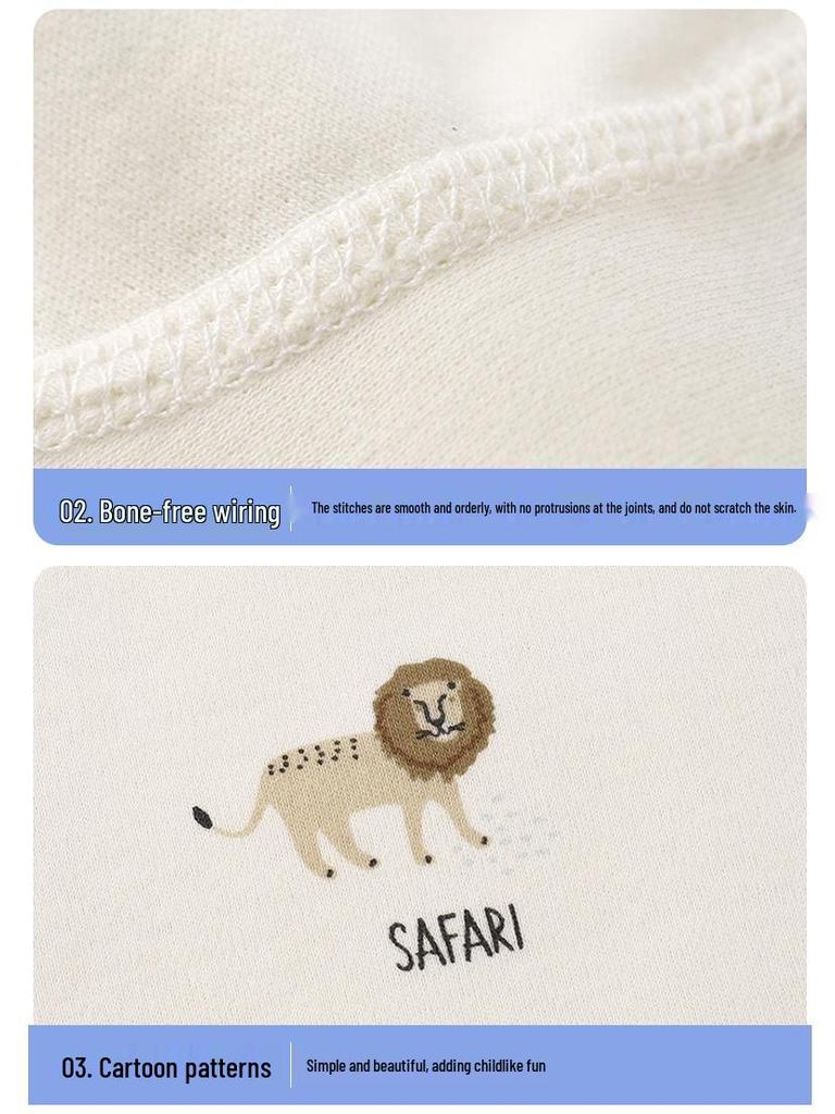 Детский и Малышовый Хлопковый Антибактериальный Комплект Нижнего Белья с Завышенной Талией для Мальчиков и Девочек 0-5 лет - Осенняя Одежда и Брюки