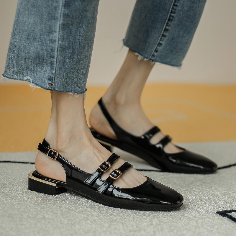 BaoTou женские босоножки летние туфли Мэри Джейн на низком каблуке квадратные туфли для женщин современные босоножки с пряжкой ремешком сексуальные туфли с открытой пяткой