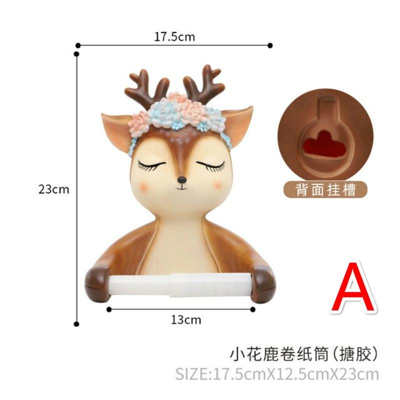 Punch-free Cartoon Animal Creative Home Roll Paper Box Roll Holder Decoration Roll Paper Tube Toilet Tissue Box Wall Hanging
