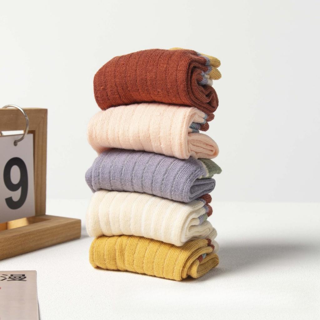 5 пар, женские, комбинированные носки, ребристая средняя часть стопы, дышащие носки, влагоотводящие носки, высокая эластичность, полосатые носки, спортивные длинные носки