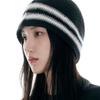 Полосатая шерстяная вязаная шапка LUOESPAC (черный)