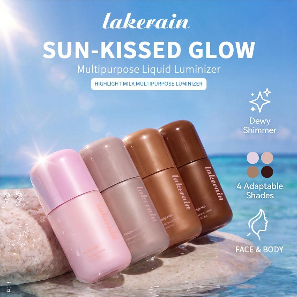 4pcs Highlight Milk Multipurpose Luminizer Liquid Highlighter, Pearly Glow Illuminator for Face & Body, Hydrating Shimmer Makeup for All Skin Tone