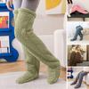 1 Pair Women Autumn Winter Over Knee Fuzzy Socks Solid Color Plush Thigh High Socks Thick Furry Boot Socks Leg Warmers