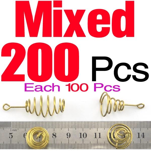 MNFT 200Pcs/Lot Olive&Horn Shape Spiral Spring for Explosion Fishing Hooks Stainless Steel Fishing Bait Accessories