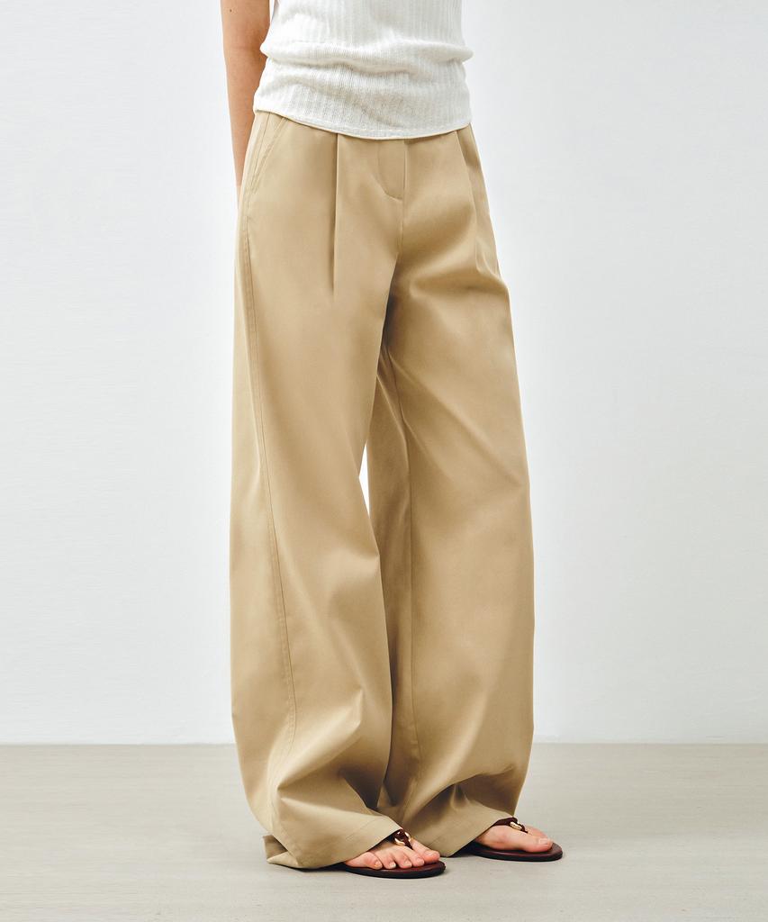 MONGDOL Essential Широкие брюки с одной складкой Бежевые Mdpt049Beige