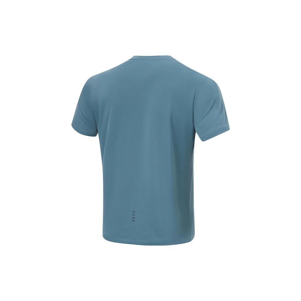 Li Ning Running Series Logo Letter Round Neck Quick-Dry Breathable Short Sleeve T-Shirt Men Tops Night-Blue ATST081-7