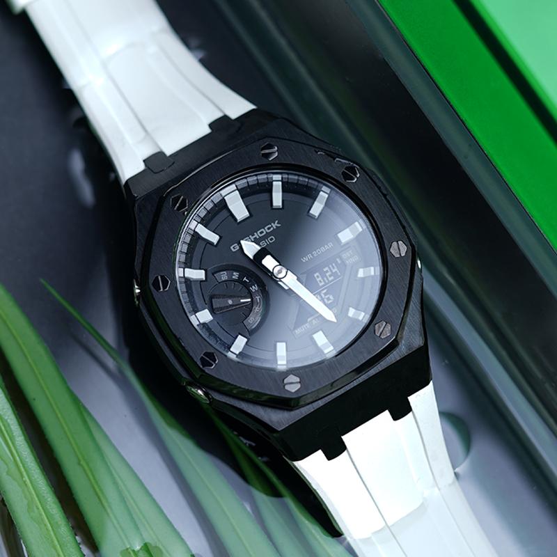 Casio Специальная коллекция Часы с кварцевым механизмом Ремешок из каучука Мужские часы Черный циферблат GA-2100-1A-