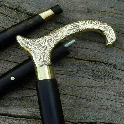 Антикварный стиль Викторианский Винтажный Дизайнерская Латунная Ручка Трость Деревянная Трость