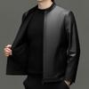 Yiliteng Men's Stand Collar Genuine Leather Jacket