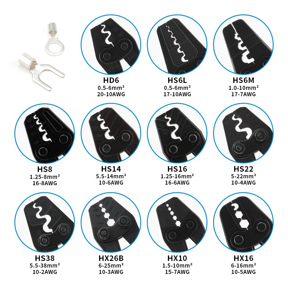 HX-10 Spine Wheel Type Labor-saving Terminal Crimping Tools for 1.25-10mm2 10-6AWG Terminal Electrician Specific Crimping Pliers