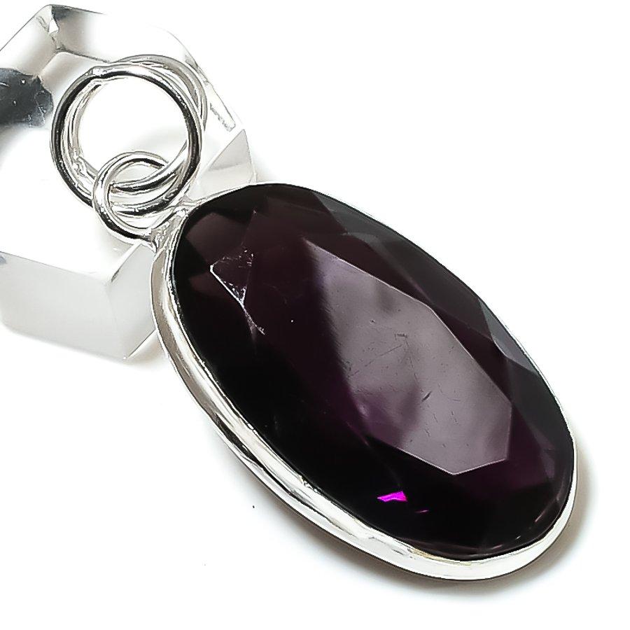 Аметист Драгоценный камень Ручная работа 925 Стерлинговое серебро Ювелирное изделие Подвеска 1,89" t5k25
