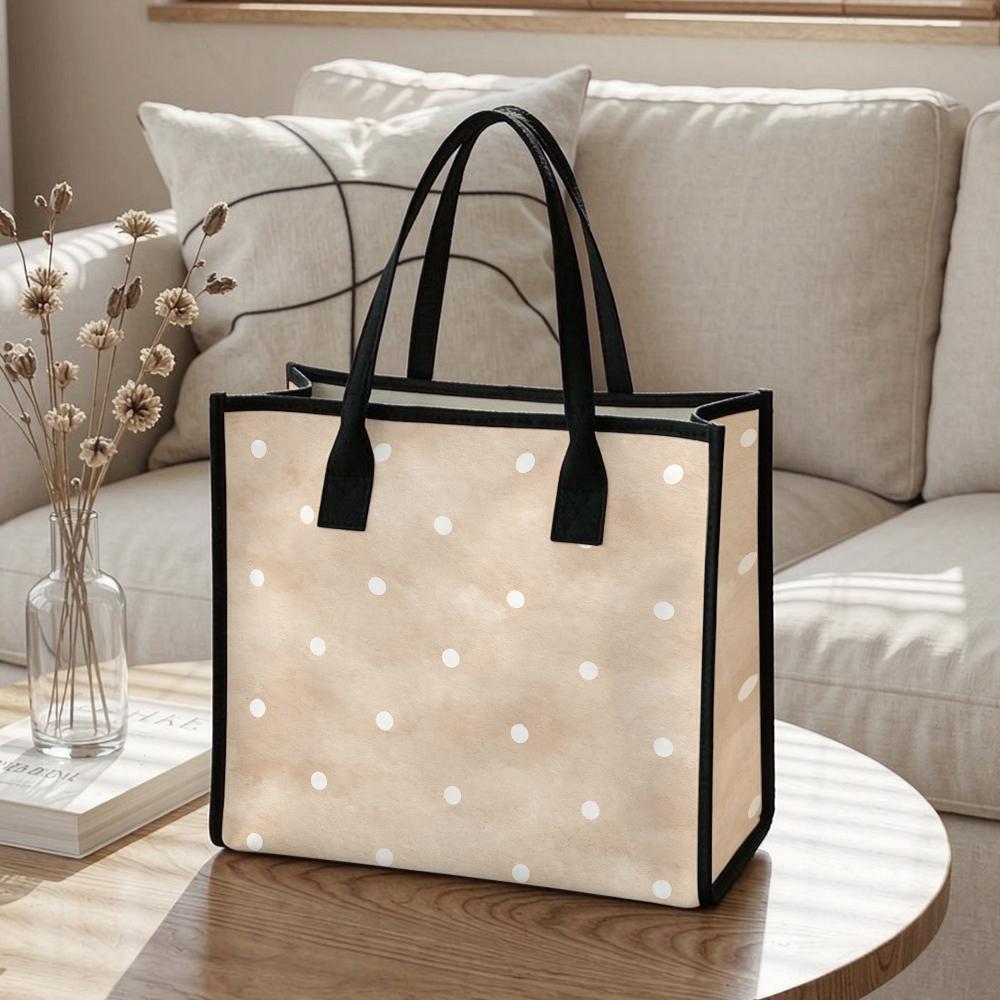 Polka Dot Tote Bag Large Capacity Fashion Handbag for Daily Commute