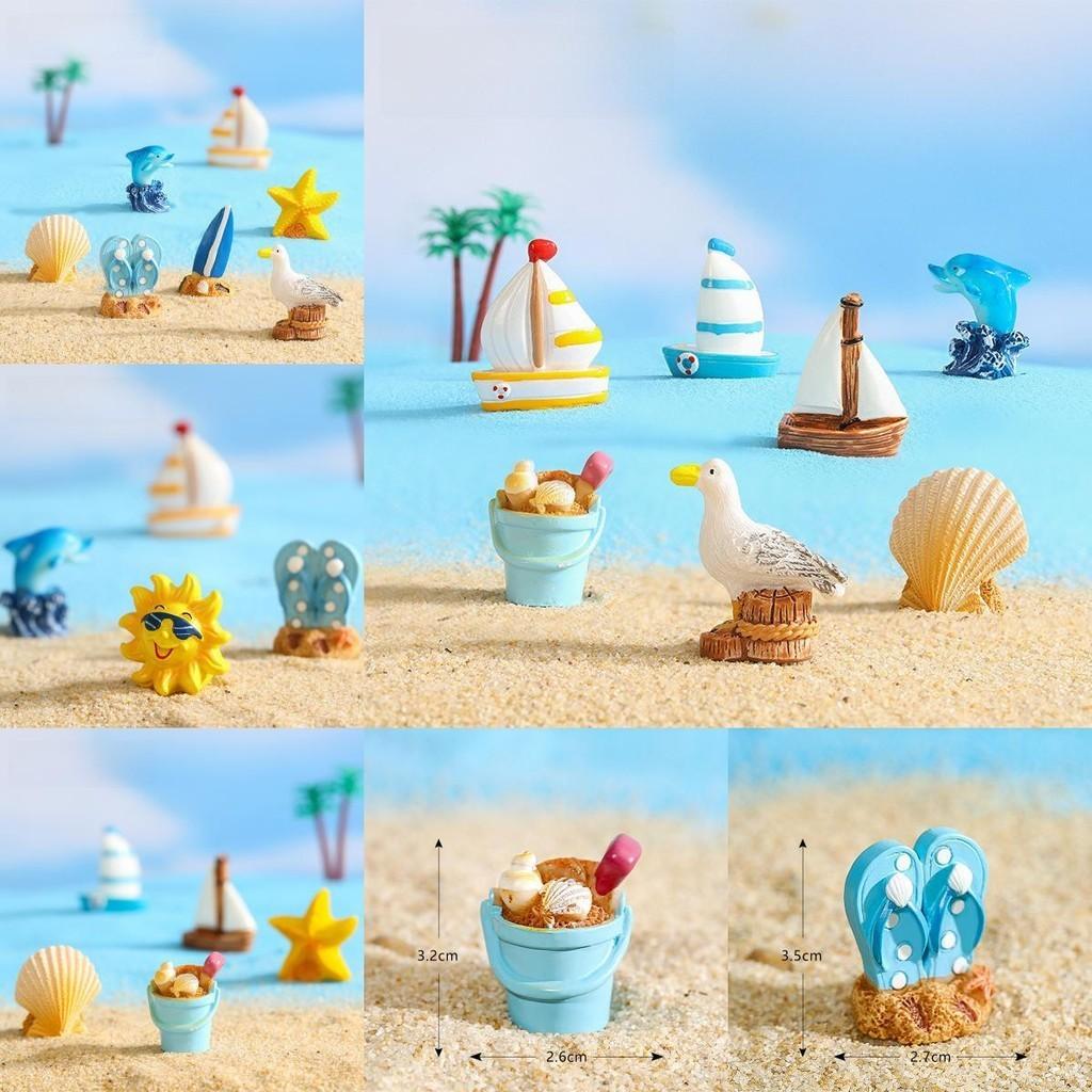 Charming Resin Surfboard Sailboat Seagull Seashell Beach Decor Miniatures Modern