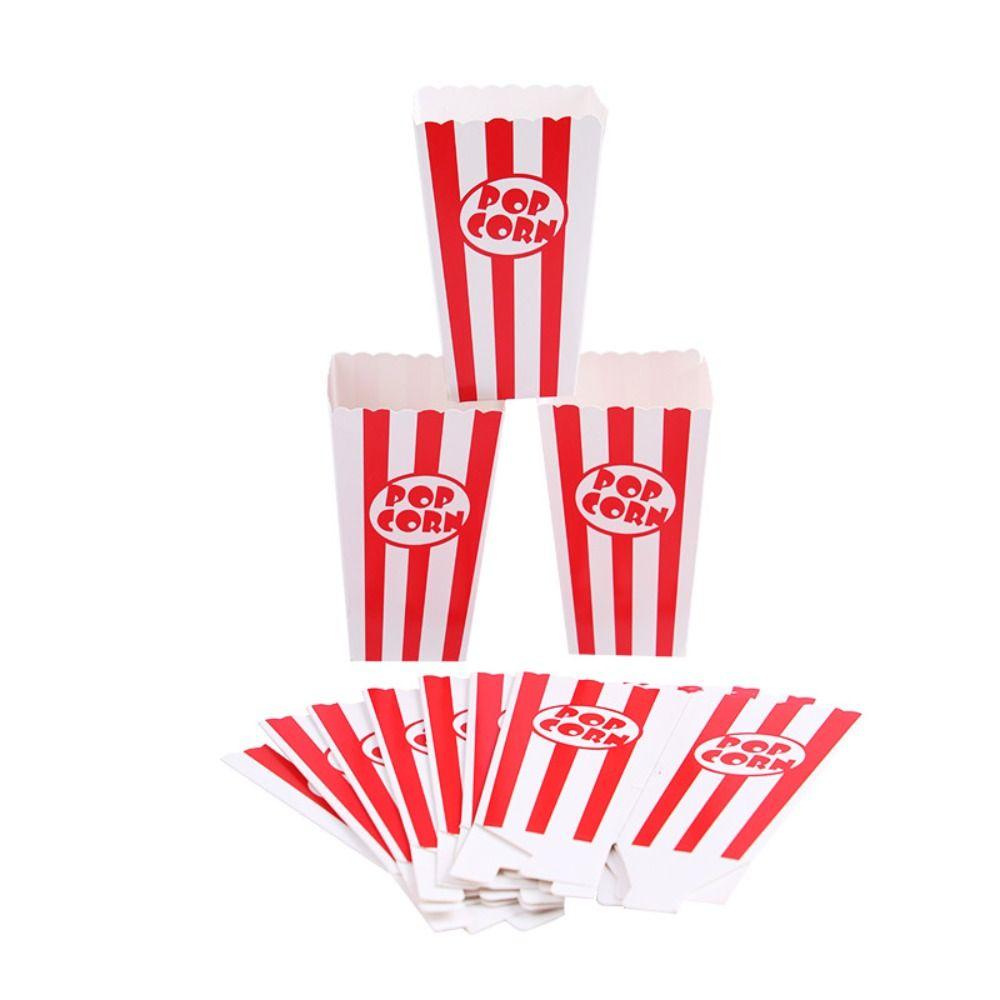 12pcs Folding Paper Popcorn Striped Bags DIY Gifts Snack Containers Popcorn Paper Boxes  Baby Shower