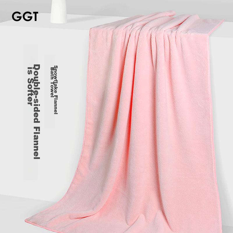 GGT Snowflake Velvet Bath Towel Set for Men And Women, High-Quality Absorbent Quick-Drying Non-Shedding Towel for Home Use, Light Ink Color