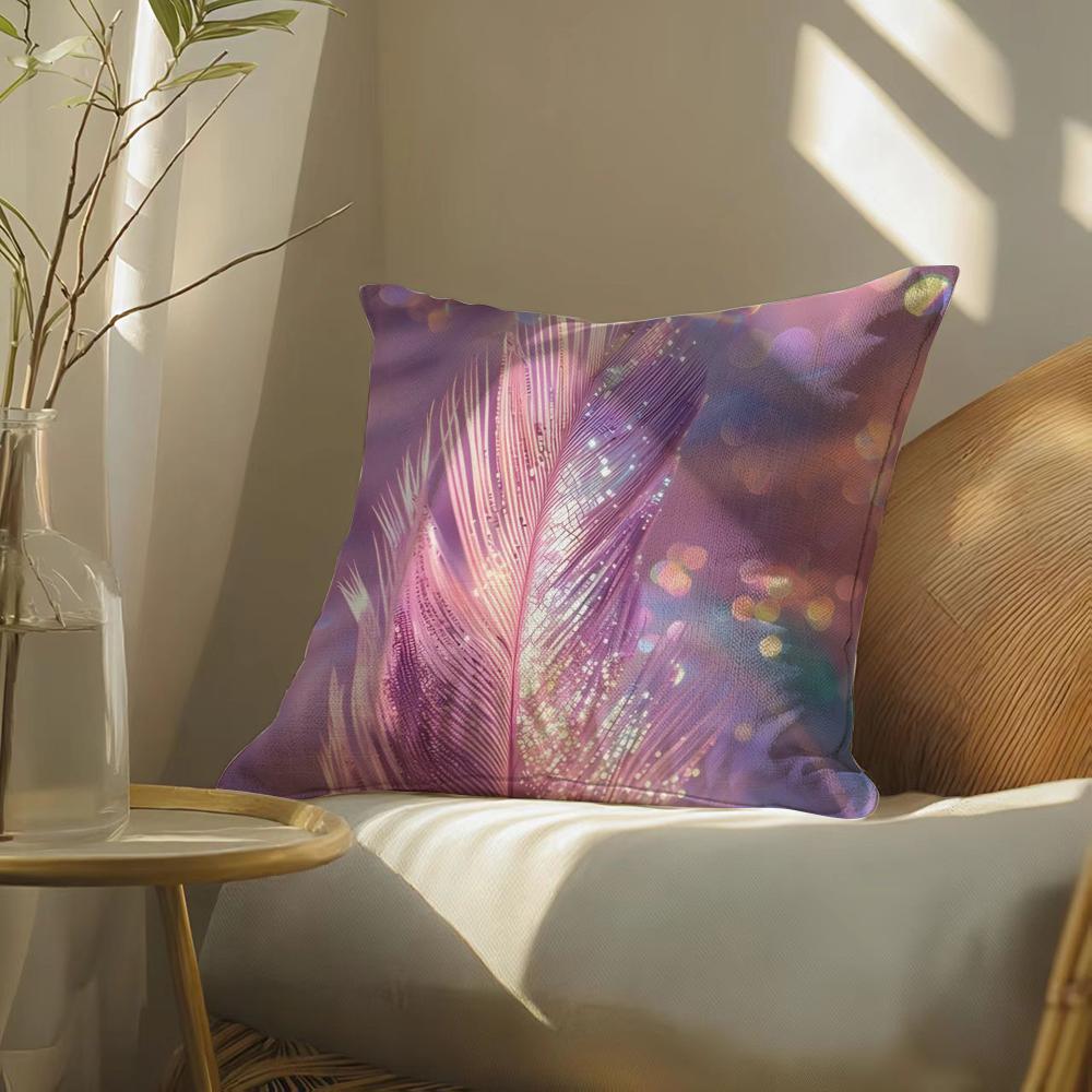 Luxurypinkfeatherprint Pillow Case Pillowcase, Double-Sided Printed, Sofa Cushion, Bedroom Headboard