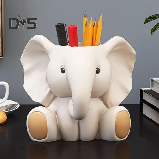 Elephant Pen Holder Fading-resistant Resin Desk Organizer Multifunctional Office Decor Perfect Desk Accessories