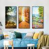 Abstract Forest Flower Canvas Painting Wall Art Deer Golden Road Posters and Prints for Porch Decoration Living Room Home Decor