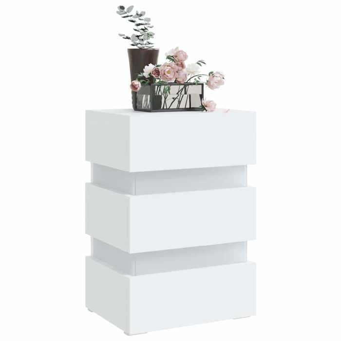 Maison Exclusive - Table de chevet à LED blanc 45x35x67 cm bois d'ingénierie