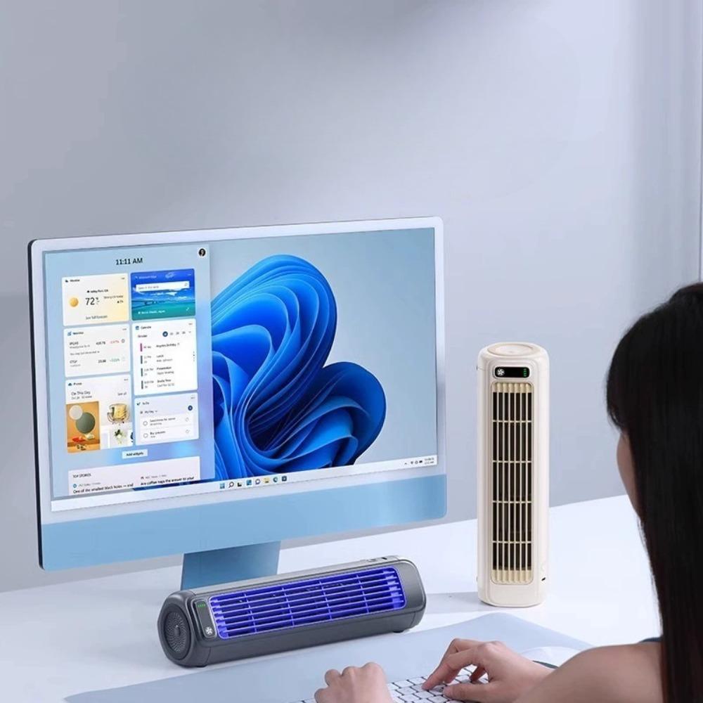 Portable wall-mounted air conditioner fan, no drilling required, quiet operation, three fan speeds.