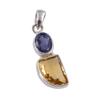 Natural Citrine, Iolite Gemstone Handmade 925 Sterling Silver Pendant 1.50" R7u65
