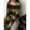Youge Autumn Korean Striped Loose Sweater - Round Neck Pullover