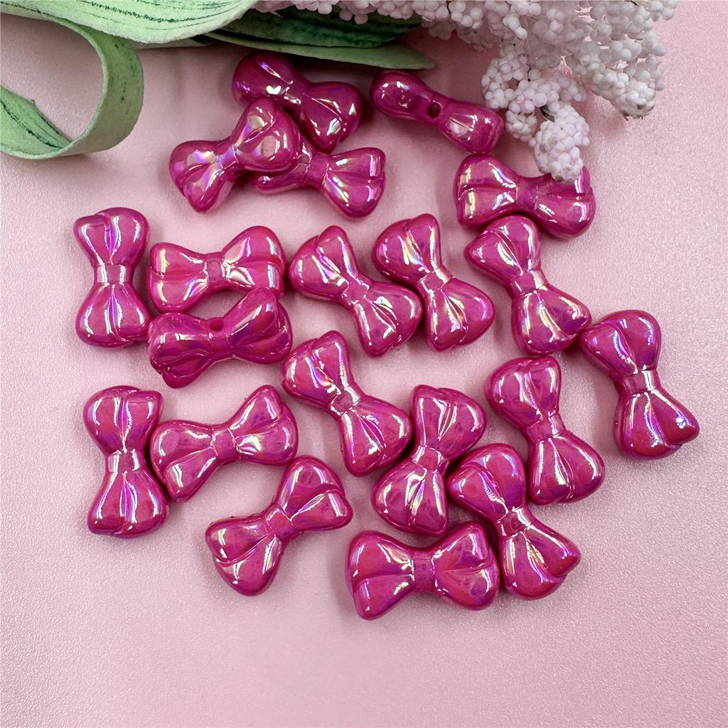 Креативные ослепительные акриловые маленькие бусины в виде банта, материал для самостоятельного изготовления бисера, подвеска, мода для браслета, 20 шт., брелок для изготовления ожерелья, 9,7*17,9 мм