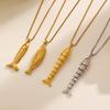 Stainless Steel Metal Fish Necklace for Men Women Gold Plated Fish Pendant Necklace Creative Ocean Beach Chain Choker Jewelry