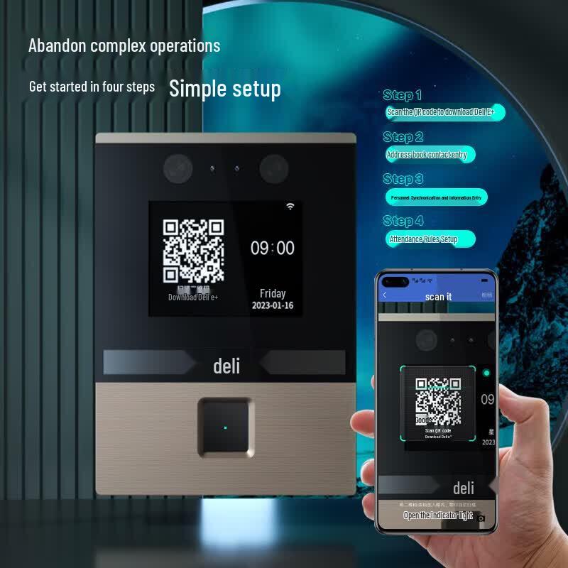 Deli Smart Cloud Attendance Machine DL-D3 CN plug (adapter included)
