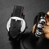Skull Watch Bracelet for Rock Accessory Halloween Gift Men, 2-Piece Set, Punk, Skull, Leather, Strap, Analog, Waterproof, Black, Gothic, -