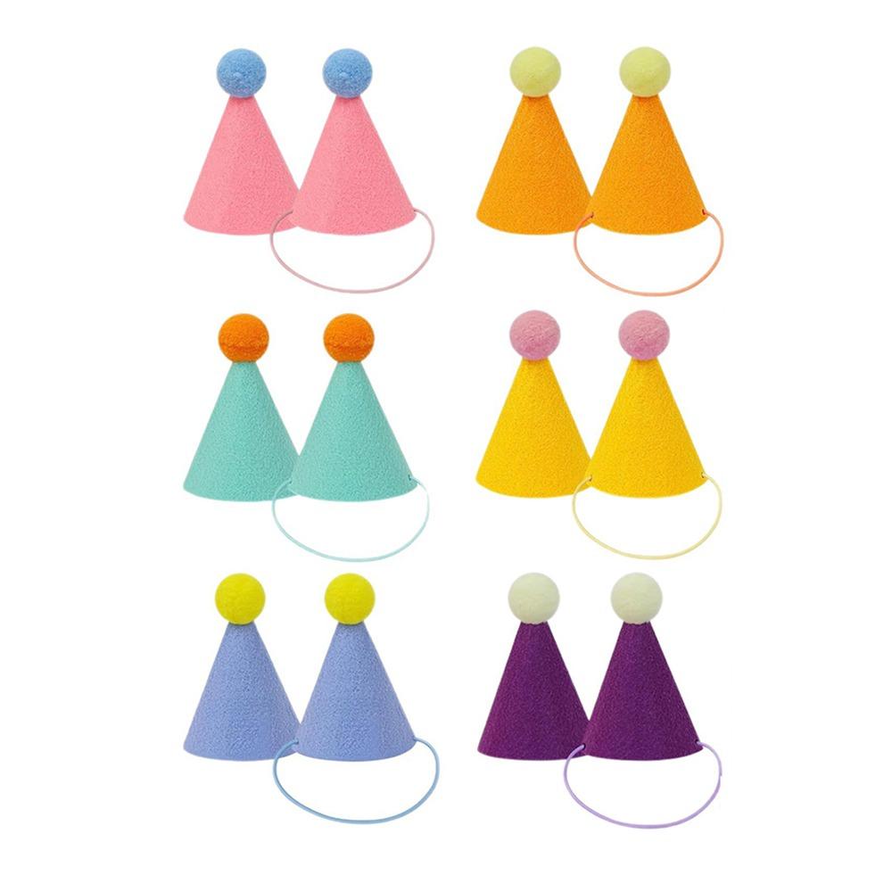 6/12/24Pcs for Stuffed Animals Cone Birthday Hat Cute Dog Party Headdress Mini Pet Party Hat  Cat