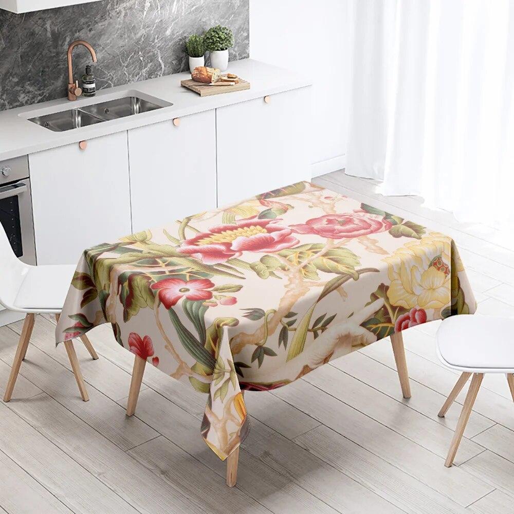 Скатерть с цветочным рисунком, домашний декор, устойчивая к пятнам, водонепроницаемая скатерть, украшение для стола, прямоугольные кухонные столешницы для камина