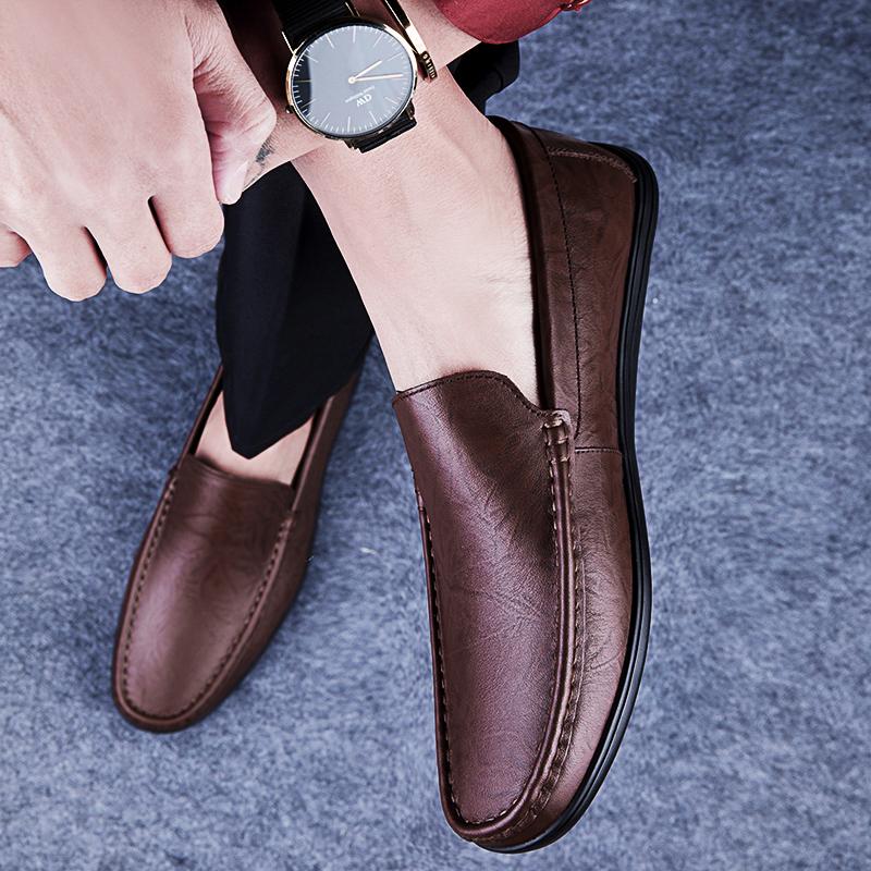 Модные классические мужские лоферы из натуральной кожи, мужская модная удобная обувь для вождения, мокасины слипоны, противоскользящая легкая повседневная обувь