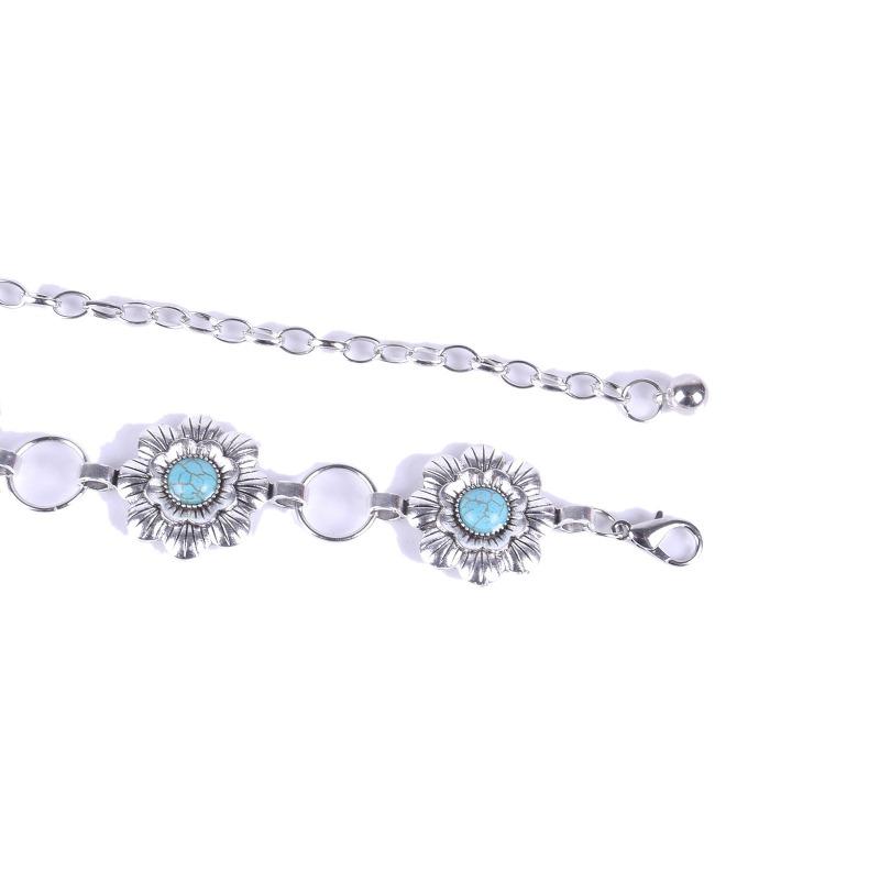 Mei Mary Turquoise waist chain - women's versatile alloy chain with floral gemstone accents