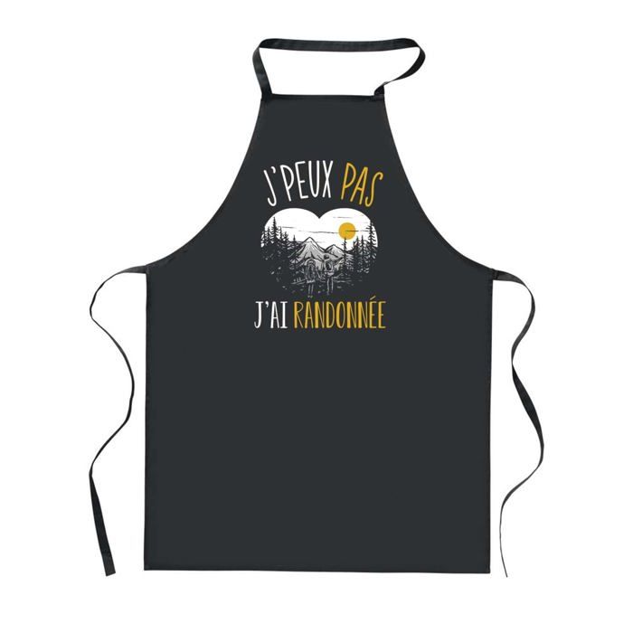 Tablier de cuisine - PLANETEE - J'peux Pas Randonnée - Noir - 90x60 cm - Impression bretonne