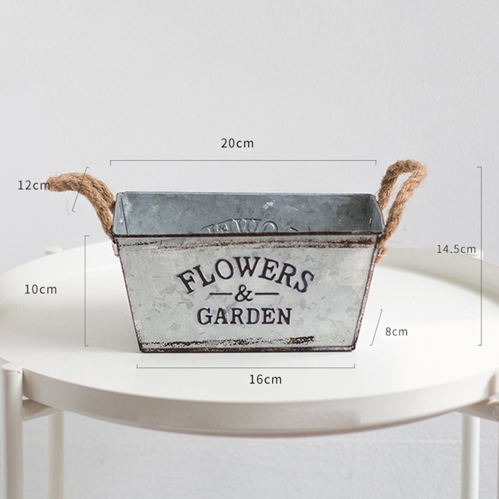 Железный цветочный горшок Старое ретро железное ведро Гостиная Жестяная европейская ваза Настольное ведро для хранения Украшение для сада Ведро для цветов Горшок