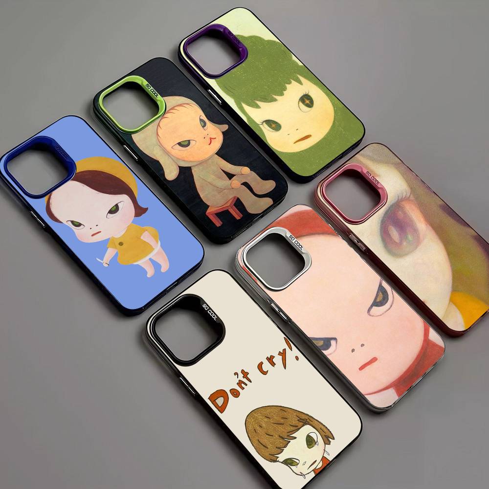 Contemporary Art Yoshitomo Nara Phone Case Color Silver Shell For LPhone 17 16 16e 15 14 13 12 11 Pro Max Plus