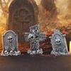 3pcs Resin Crafts Halloween  Tombstones Figurine Scary Tombstone Statues  Outdoor Yard Decoration