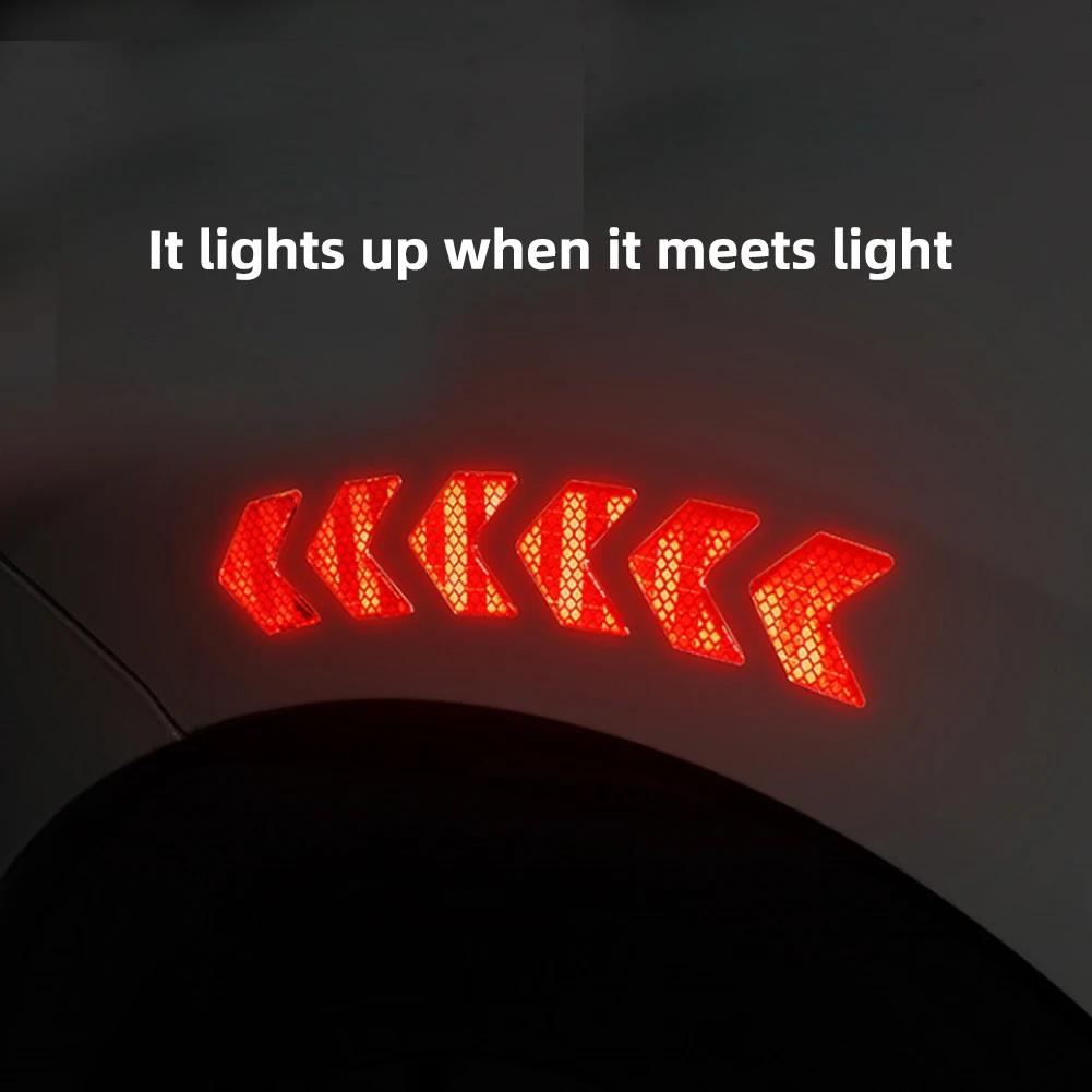 12PCS Car Reflective Sticker Arrows Pattern Warning Car Stickers and Decals Auto Tail Bar Bumper Safety Car Accessories Exterior