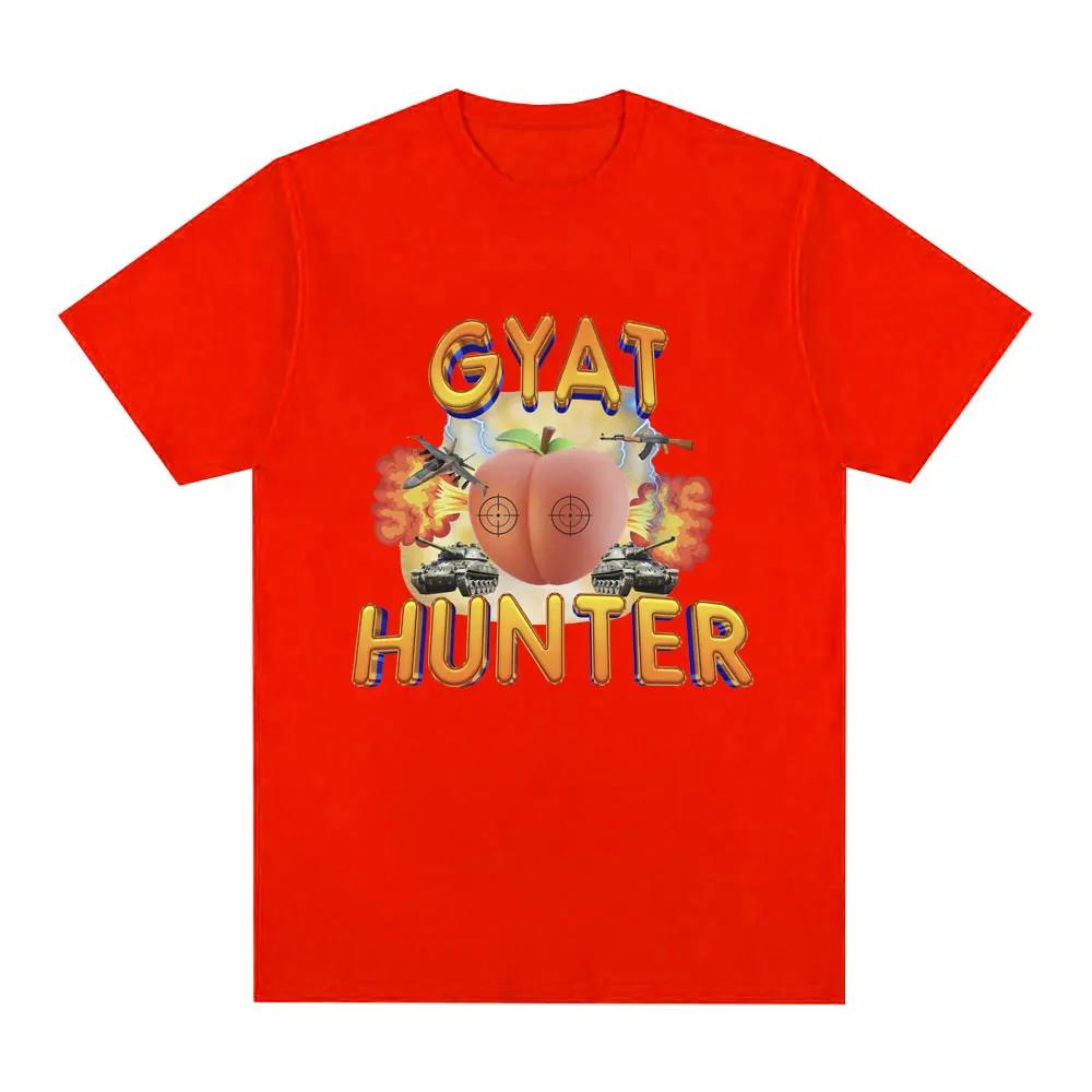 Футболка с забавным мемом Gyat Hunter, женская модная футболка в стиле ретро с коротким рукавом, повседневная свободная футболка большого размера, уличная одежда, унисекс