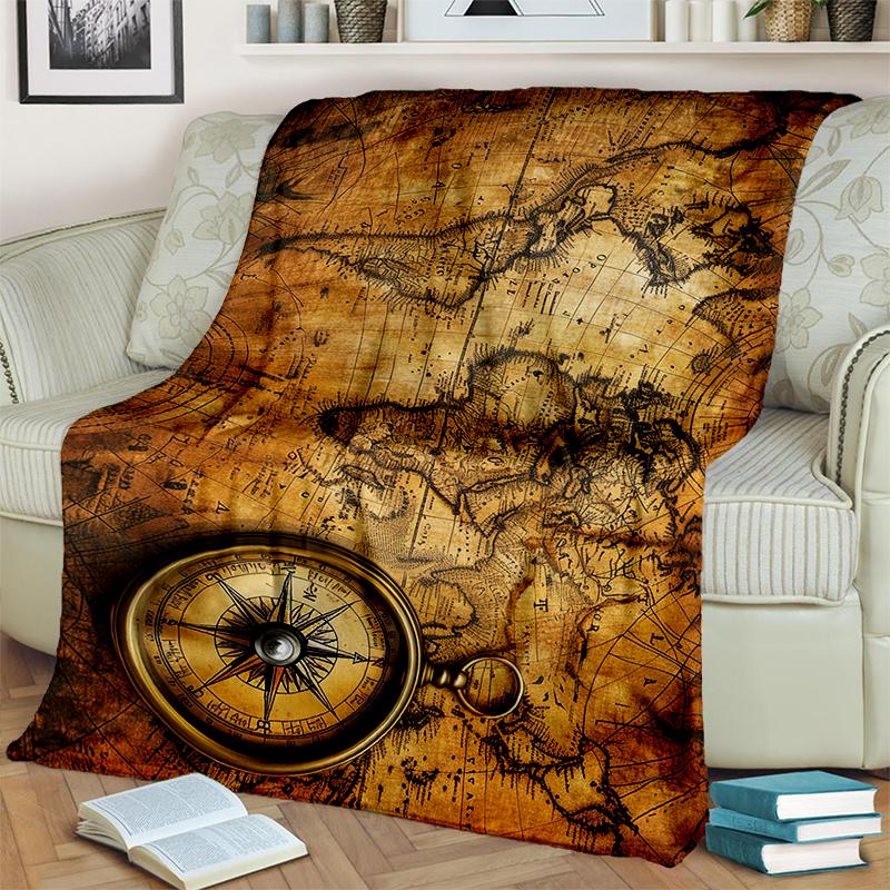 29 Style New Retro Marine Nautical Chart Compass Map Blanket,Soft Throw Blanket for Home Bedroom Bed Sofa Travel Office Cover