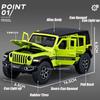 1:32 Модель Wrangler Rubicon Игрушечная литая машина из сплава Открывающиеся двери Звук Свет Инерционная Миниатюрный внедорожник Детский праздничный подарок