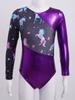 Gymnastics Leotards for Girls Sparkly Dancewear Long Sleeves Printed Jumpsuit Yoga Ballet Dance Clothes