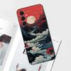 Чехол для телефона Ukiyo Океанские волны Для Samsung S25, S24, S21, S22, S23, S30, Ultra, S20, Plus, Fe, Lite, Note, 10 Черный Мягкий